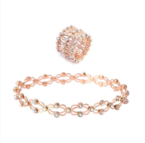 Rose Gold Sparkle Bracelet & Ring Set - Image 3